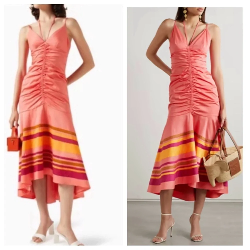 Veronica Beard Fitz Halter Dress sz: 0 XS Coral Sundress Summer Resort Vacation - Picture 4 of 8